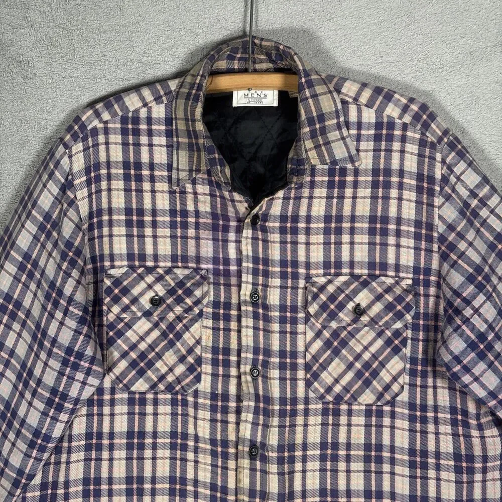 Vintage Sears The Men’s Store Shacket Men’s Size L Lined Insulated Plaid‎